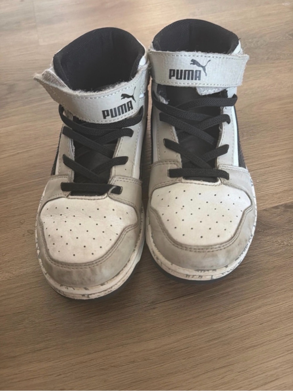 Puma Kids High-Top Sneakers in White and Black